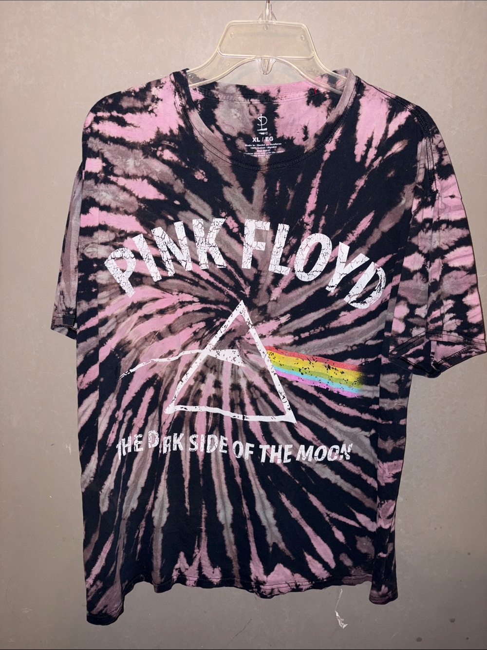 Pink Floyd Black & Pink Tie-Dye Prism Tee